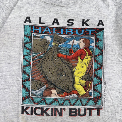 Ray Troll 1990 Alaska Halibut Kickin Butt VTG T Shirt 90s Single Stitch Fish Lee