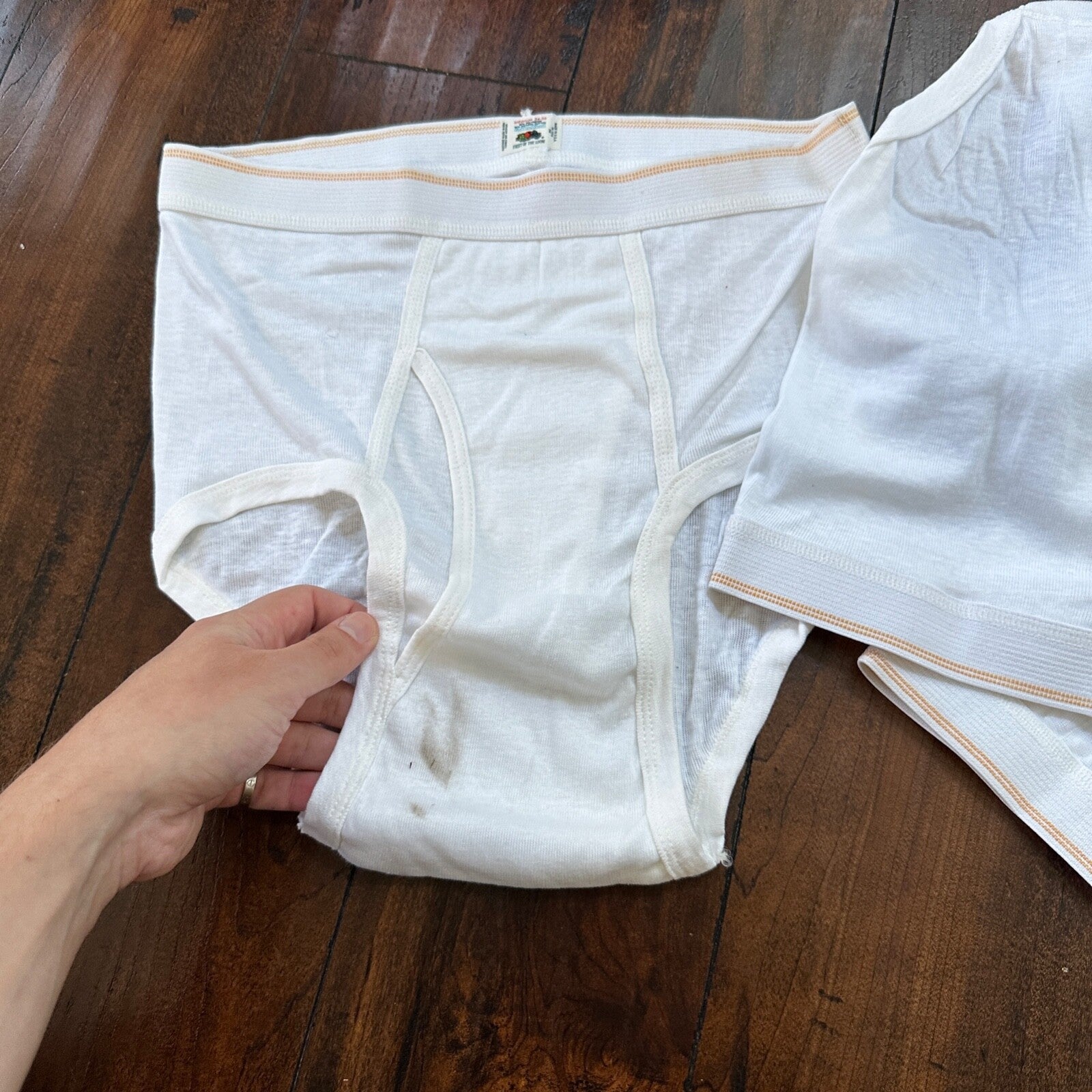 FOTL Briefs Men Size 34 White Cotton Stripes 3 Pair VTG USA Lot 1970s 70s M