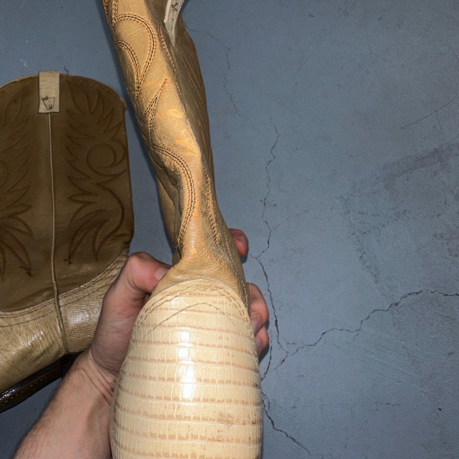 Acme Womens Vintage Brown Leather Western Stacked Heel Cowboy Boots Size 8C