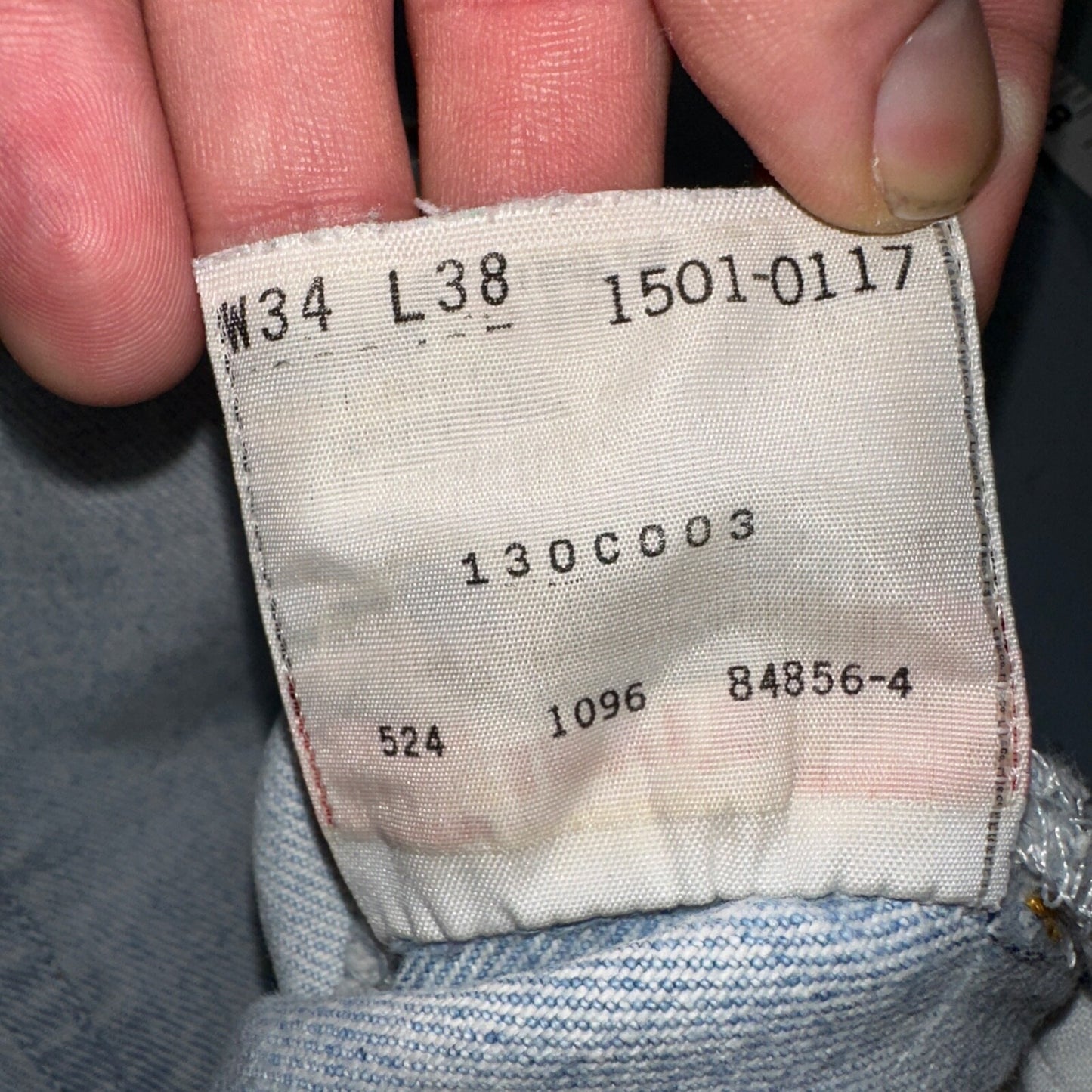 Levis 501 Vintage 90s USA XX Straight Leg Jeans Blue Light Wash 34x38 Act 30x33