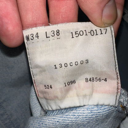 Levis 501 Vintage 90s USA XX Straight Leg Jeans Blue Light Wash 34x38 Act 30x33