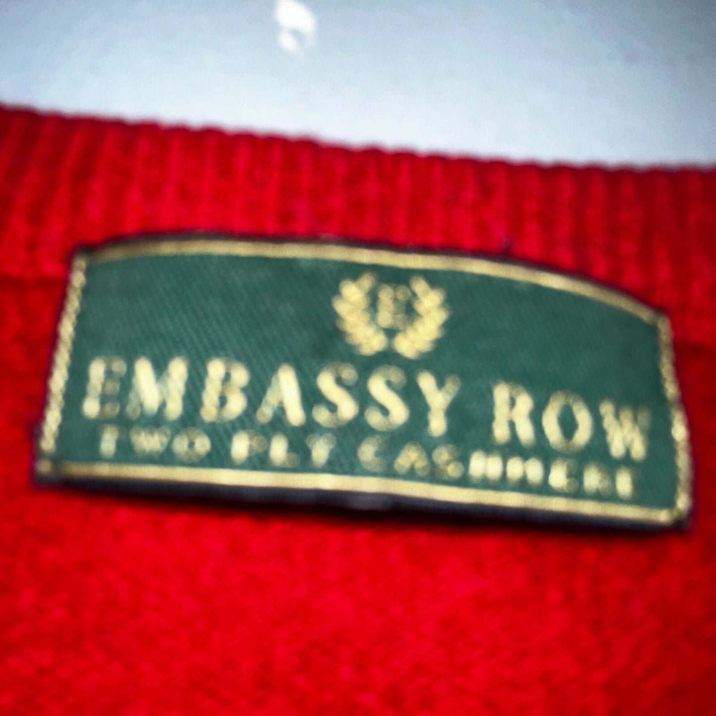 Embassy Row Sweater Men's L Red Cashmere Wool Knit V Neck Pullover