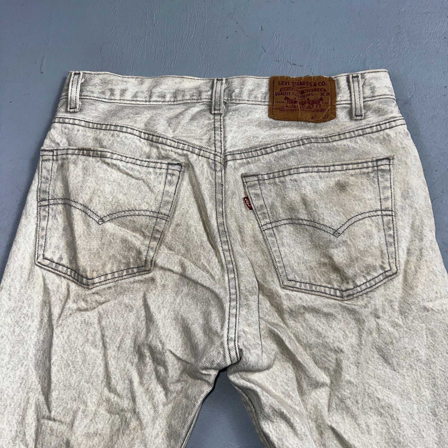 Levis 501 Vintage 90s USA XX Straight Leg Jeans 31x30 Gray Light Wash Act 31x29