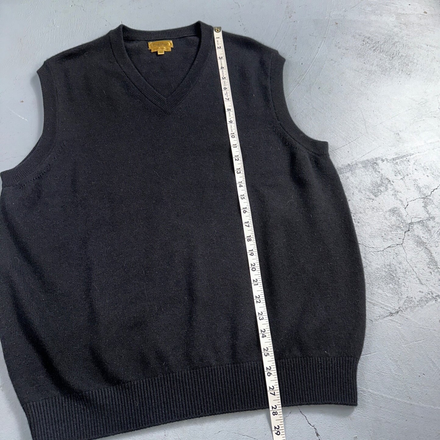 Paul Stuart V Neck Mens Sz XL 100% Cashmere Pullover Sweater Vest Black Scotland