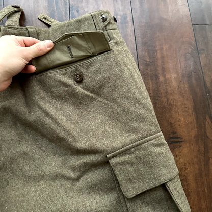 Vintage Sportra Arnstorf German Military Wool 60s 1960s Cargo p WWII Pants 33x28