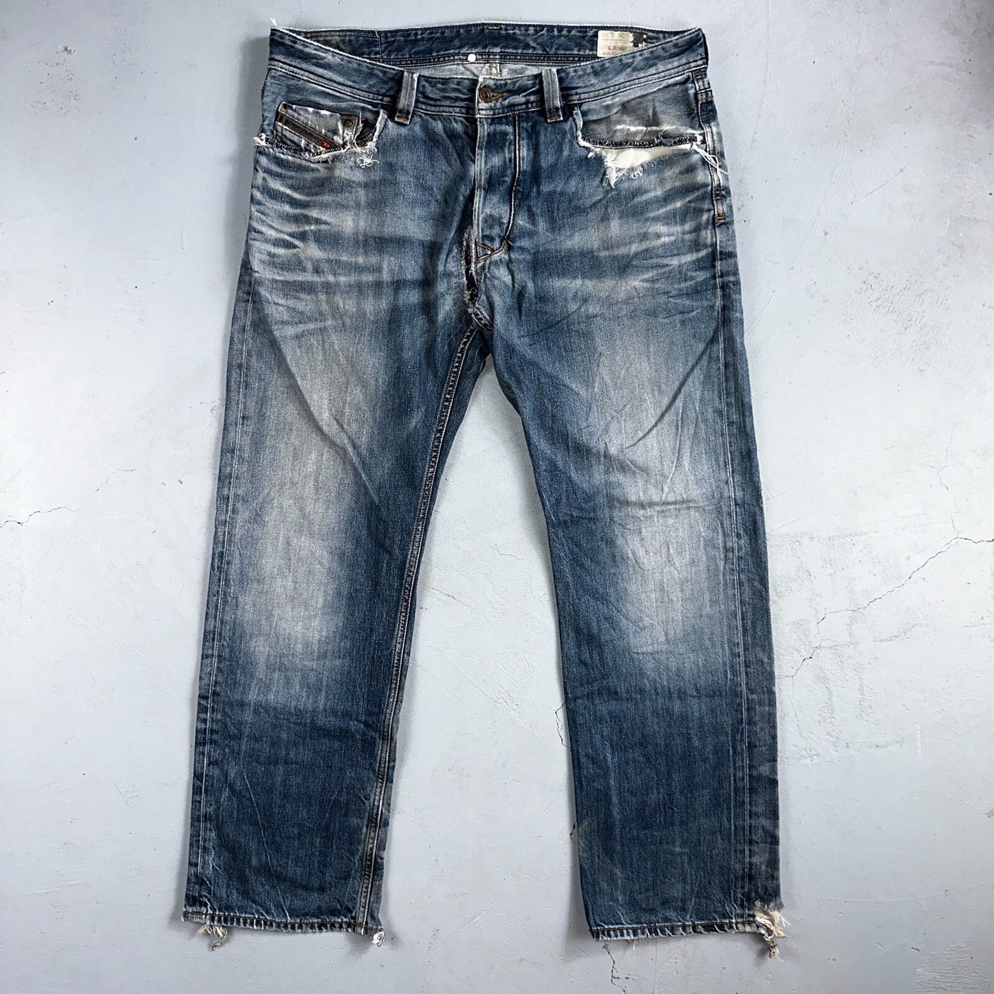 Diesel Larkee Bootcut Stretch Jeans Mens 36x30 Blue Straight 008M2 Whisker Italy