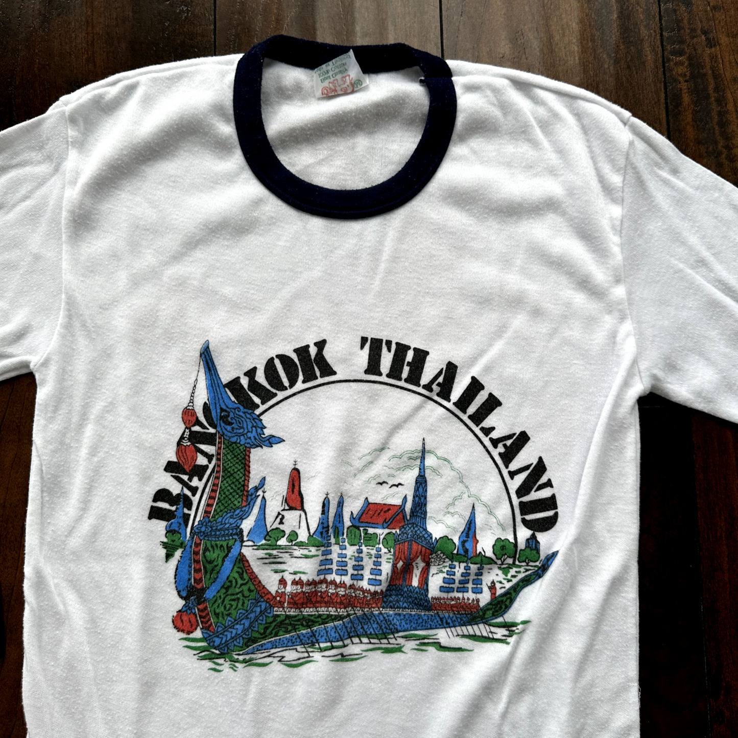 Bankok Thailand 80s Vintage T Shirt Medium Very Slim Ringer Sailing Travel Cool