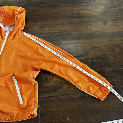 Vintage Nike Womens S 90s Windbreaker Center Swoosh Orange Anorak Coat Jacket