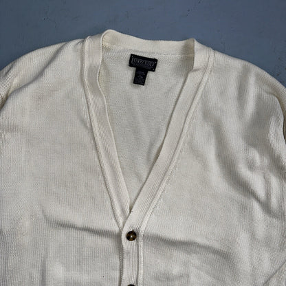 Vintage Lands' End Cardigan Sweater Men's Large White Button Front Made in USA