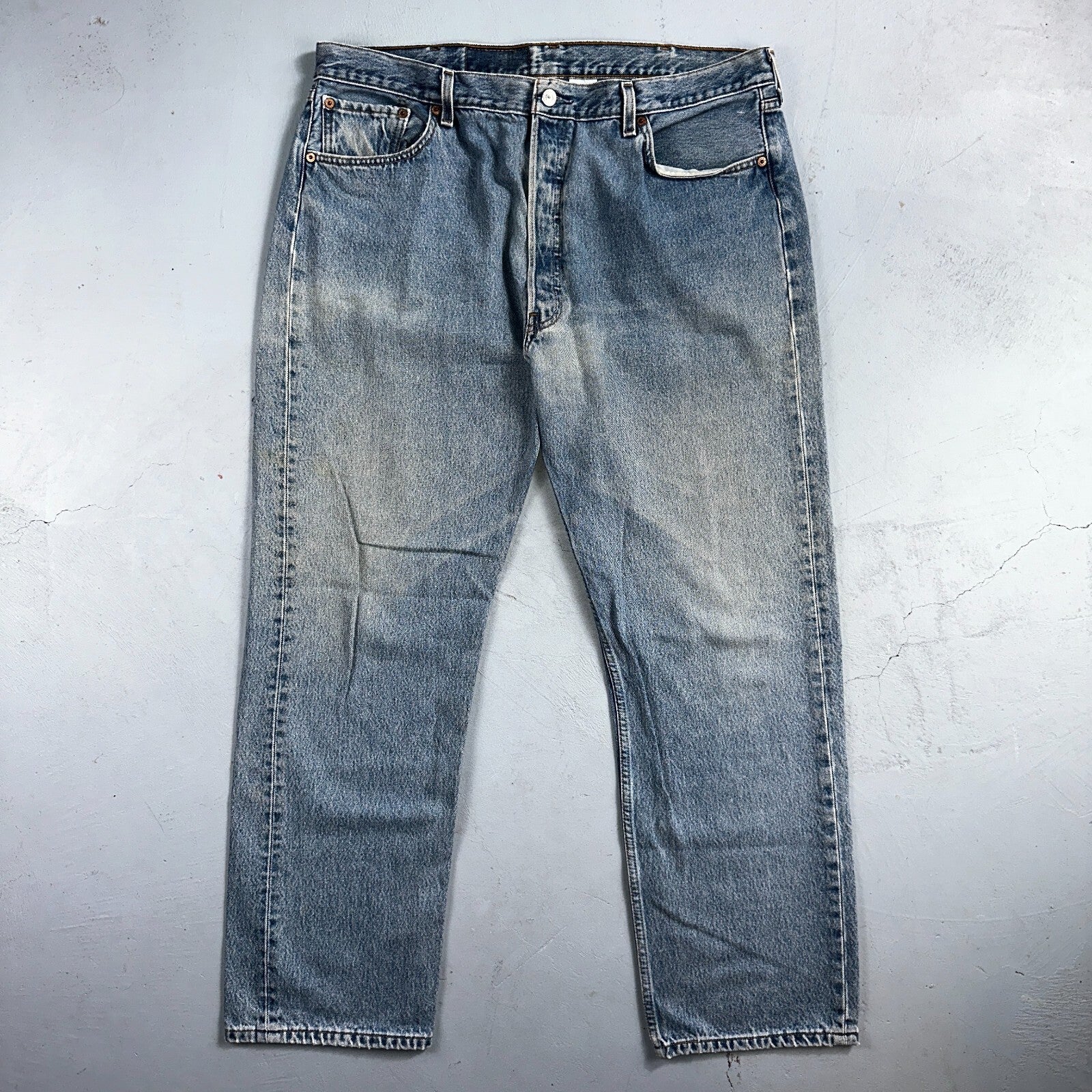 Levis 501 Vintage 90s Mexico Straight Leg Jeans 40x32 Y2K Light Wash Act 37x30