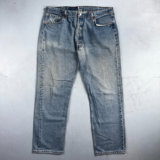 Levis 501 Vintage 90s Mexico Straight Leg Jeans 40x32 Y2K Light Wash Act 37x30