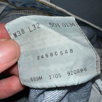 Levis 501 Vintage Y2K XX Straight Leg Jeans 90s Blue Light Wash 38x32 Act 37x30
