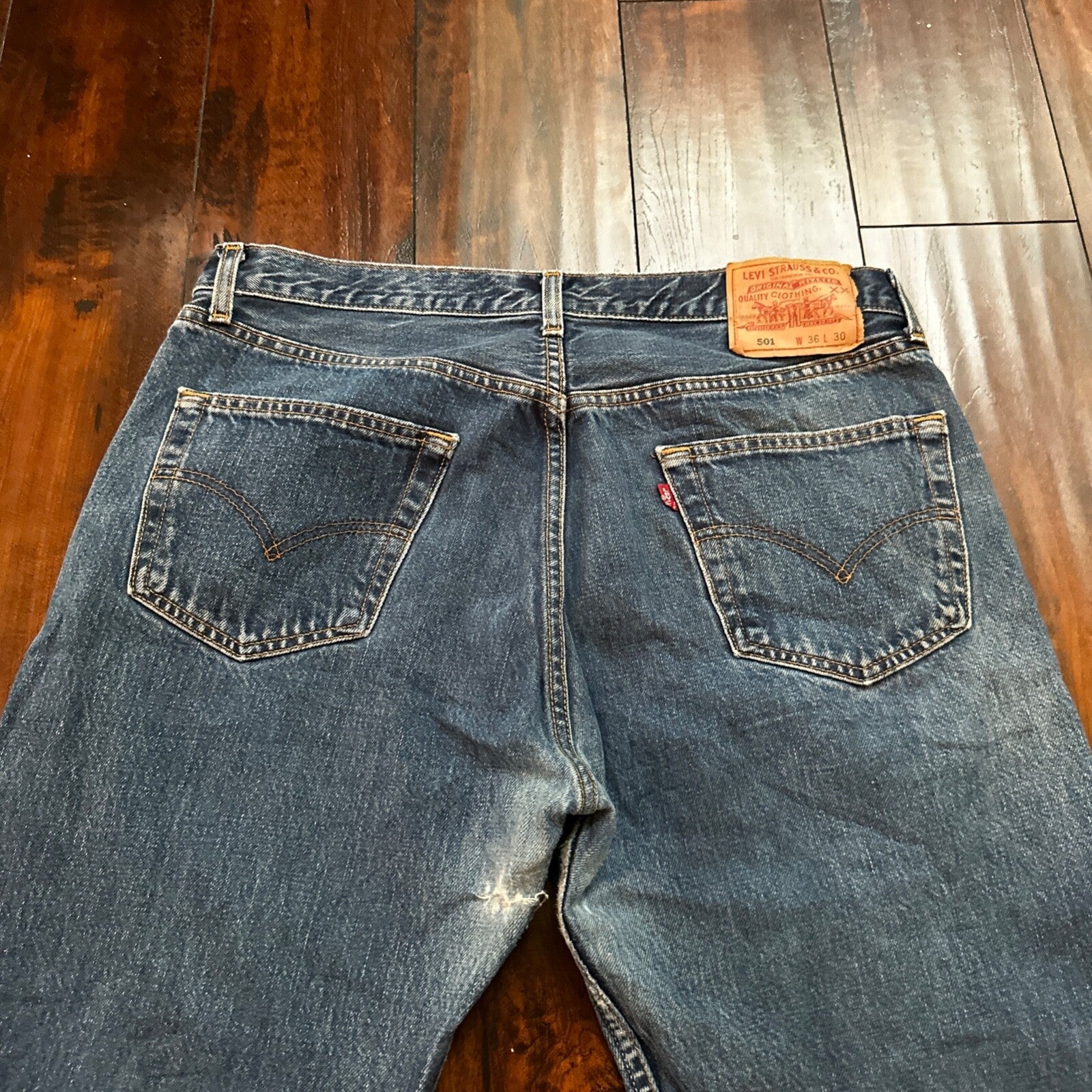 Levis 501 Vintage 90s Straight Leg XX Canada Jeans 36x30 Med Wash Act 34x29