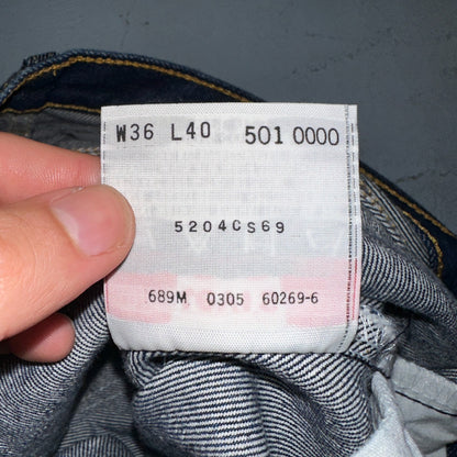 Levis 501 Vintage Y2K 90s XX Straight Leg Jeans Blue Dark Wash 36x40 Act 34x35