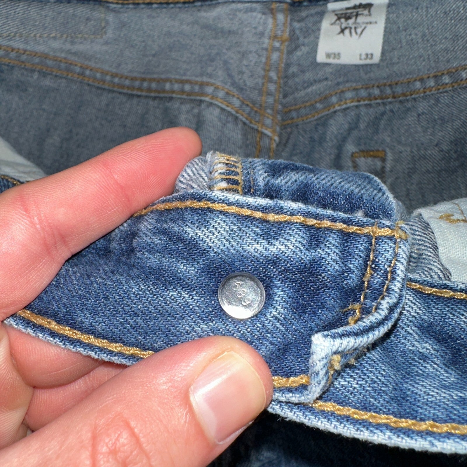 Levis 501 Vintage Y2K XX Straight Leg Jeans Blue Med Wash 35x33 Act 34x29