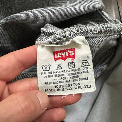 VTG 90s Levis 501 Button Fly 33x34 USA Tag Jeans Straight Wash Grey XX Act 30x32