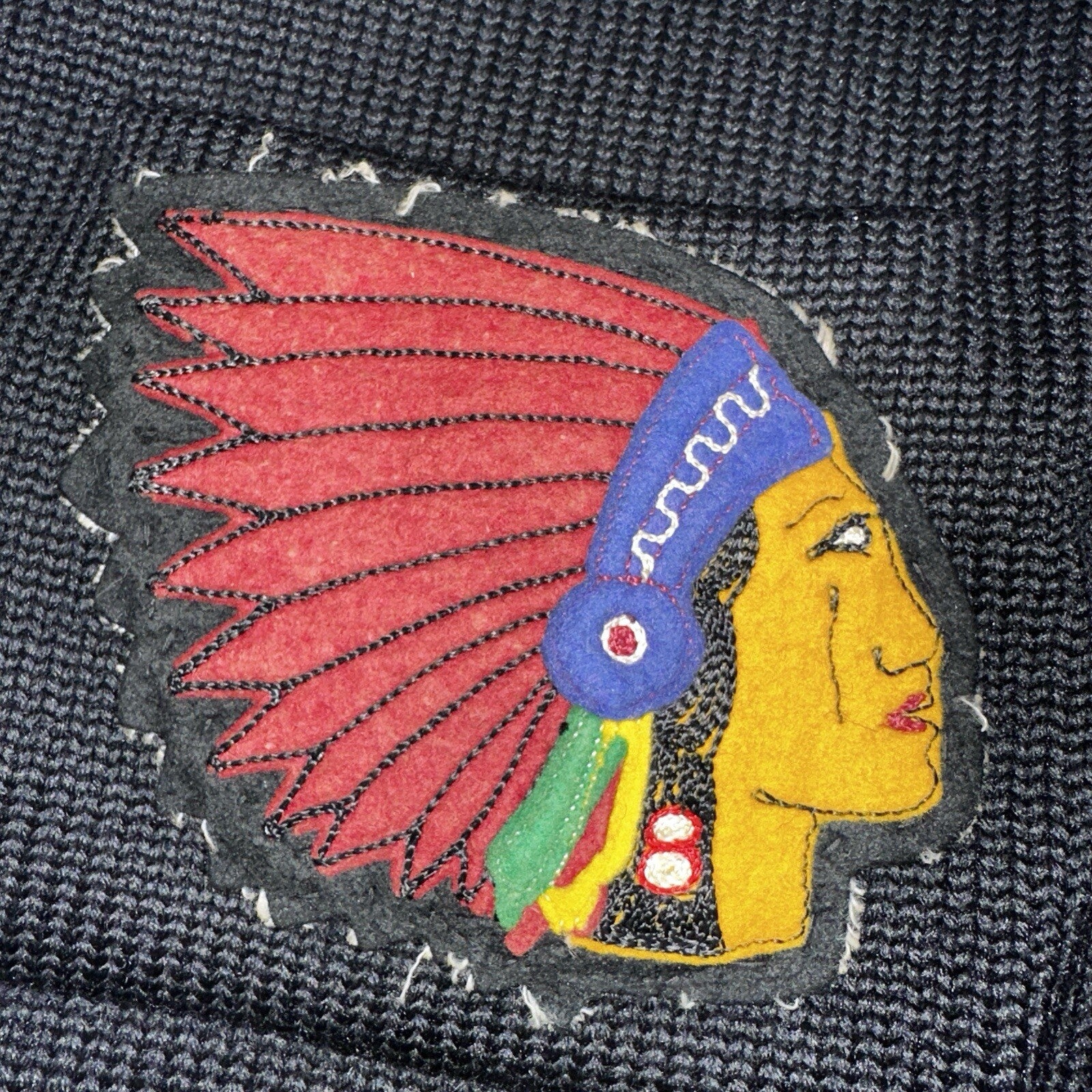 VTG Jack Frost 40s Wool Varsity Sweater Cardigan Indian Black E Evans Letterman