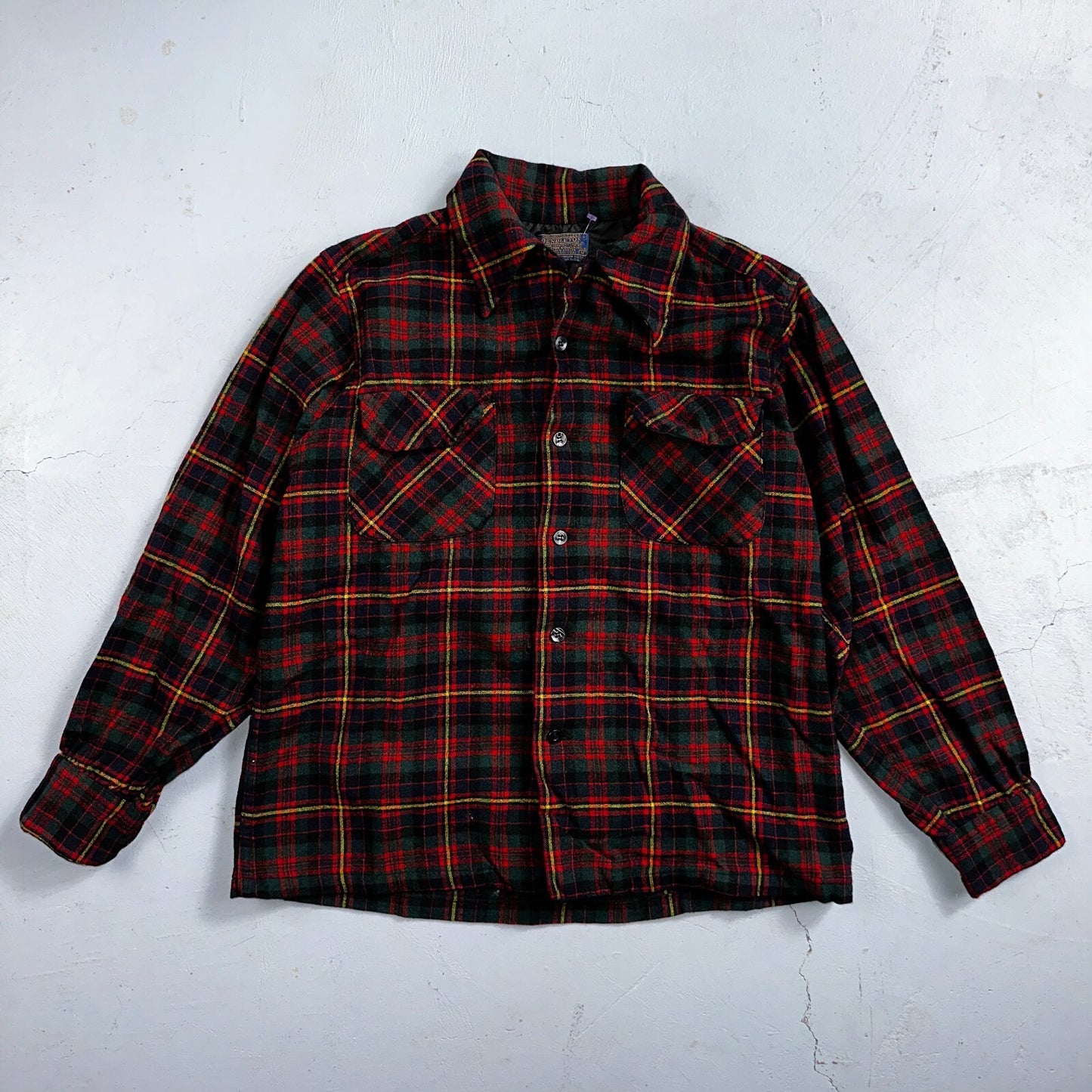 Pendleton 100% Virgin Wool Button Up Plaid Flannel Shirt Board VTG Thrashed 70s