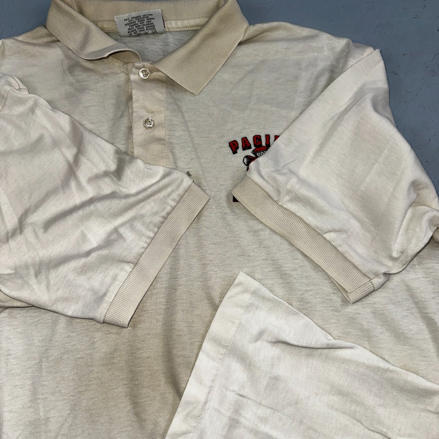 Vintage UOP Pacific Baseball Polo Shirt Crystal Springs NCAA 80s Tigers Rare