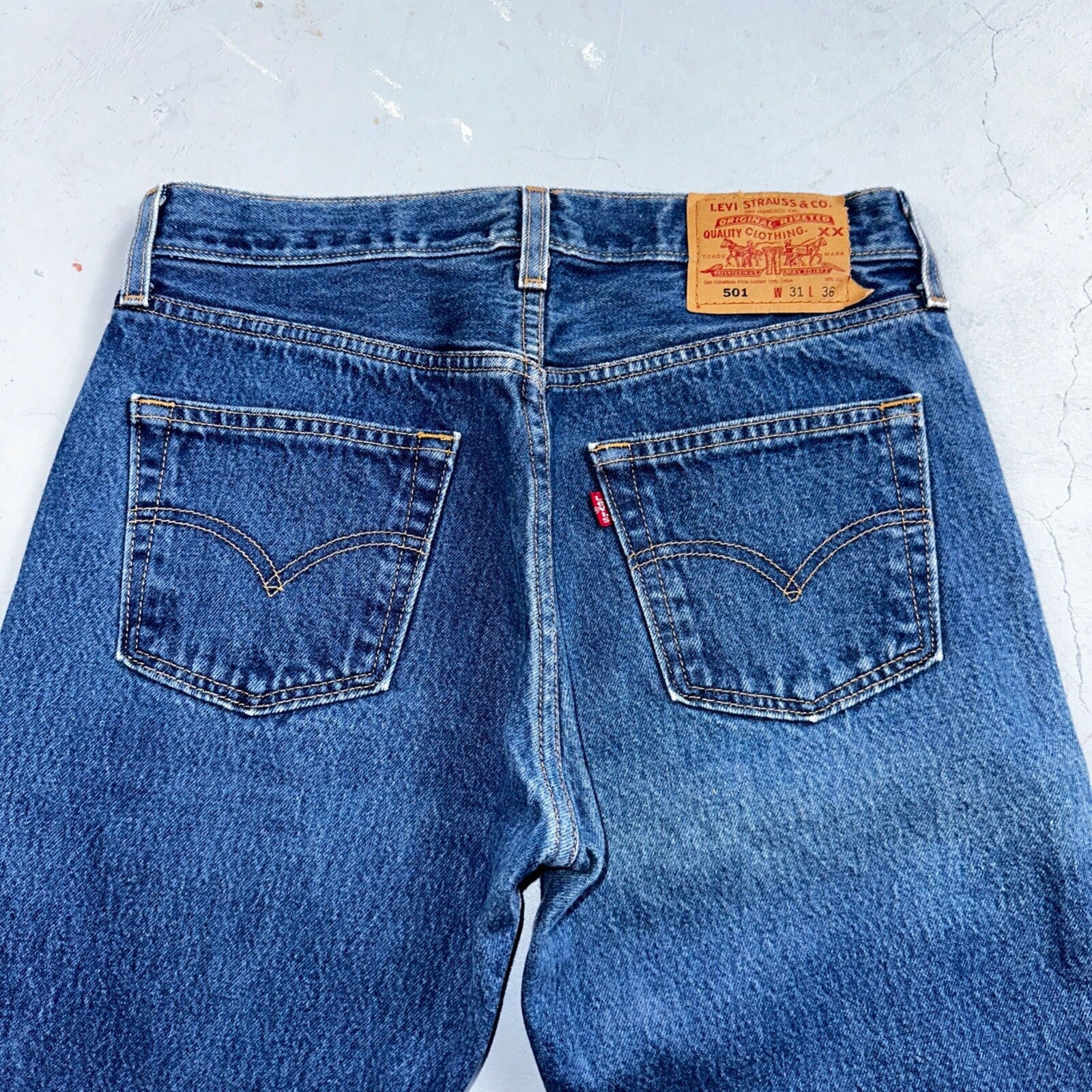 Levis 501 Vintage 90s XX Straight Leg Mexico Jeans 31x36 Dark Wash Act 29x32