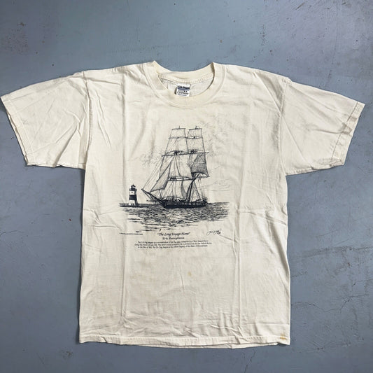 Ship Art James E Sabol Y2K 90s T Shirt Erie Pennsylvania Voyage Home Photo Rap