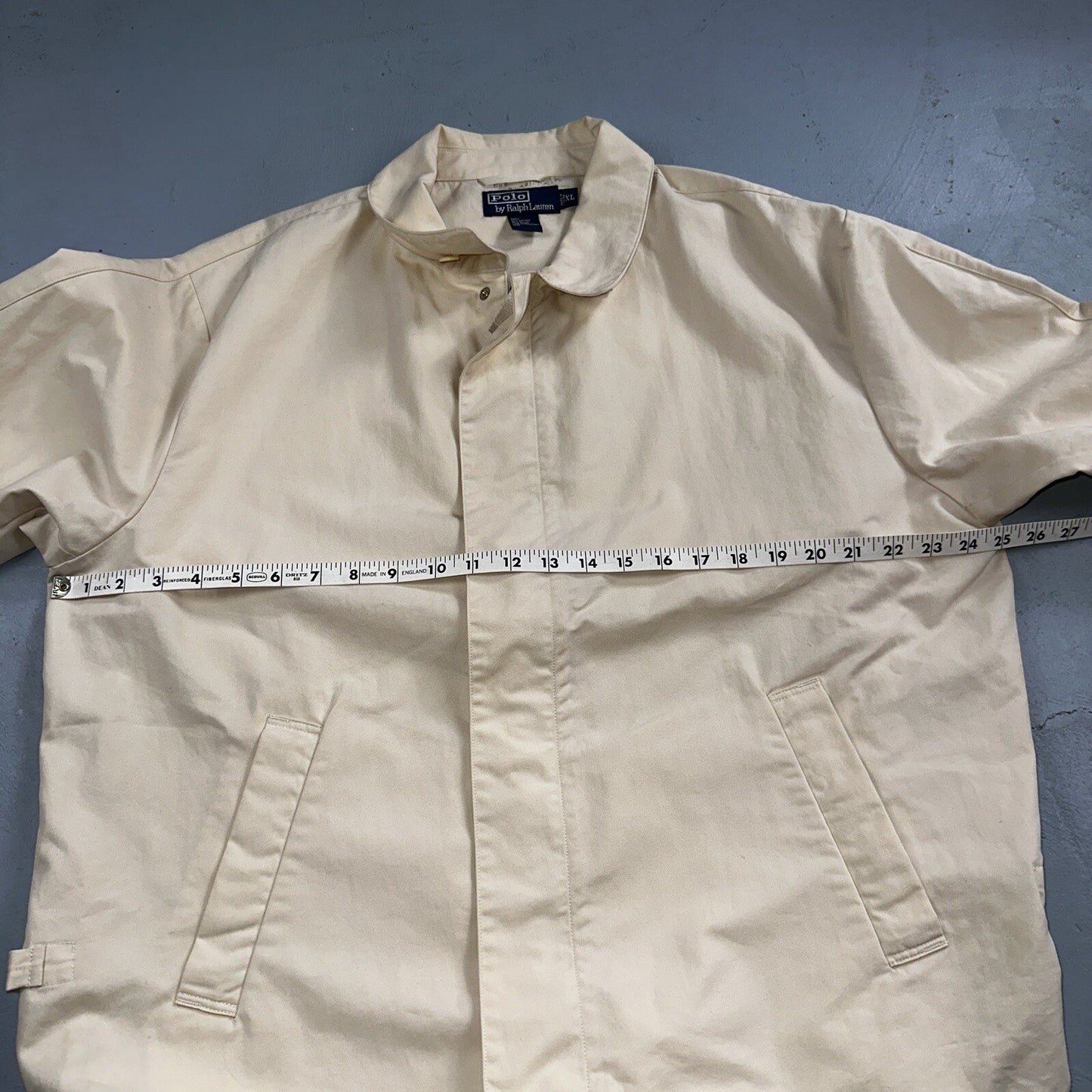 Polo Ralph Lauren Jacket VTG 90s Mens XL Tan Khaki Dad Full Zip Side Belted