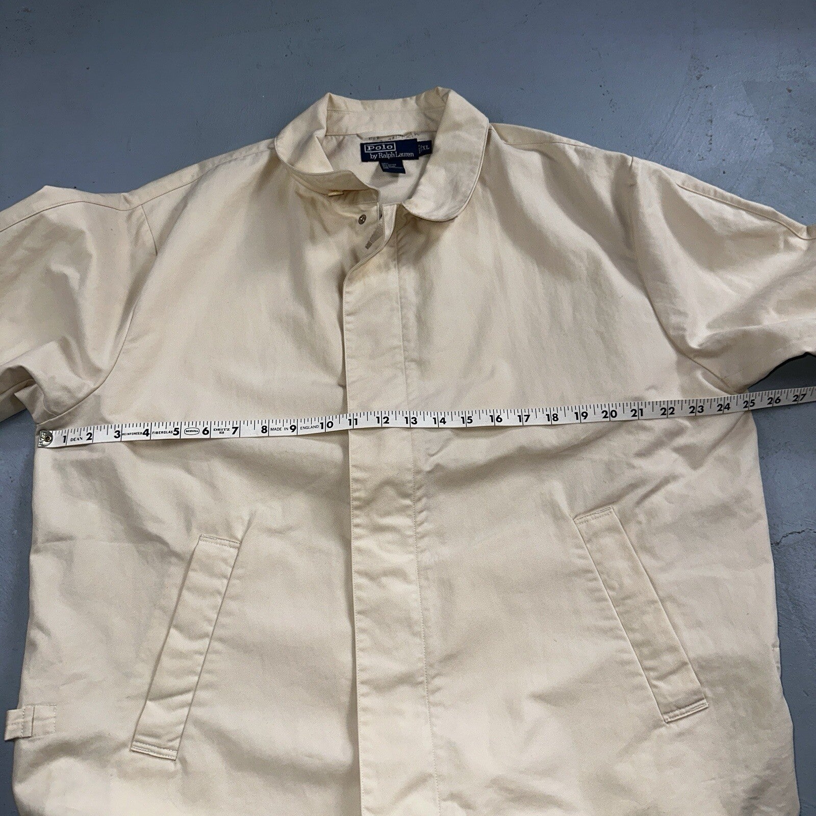 Polo Ralph Lauren Jacket VTG 90s Mens XL Tan Khaki Dad Full Zip Side Belted