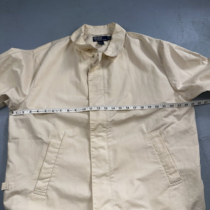 Polo Ralph Lauren Jacket VTG 90s Mens XL Tan Khaki Dad Full Zip Side Belted
