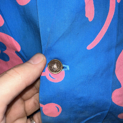 Vintage 50s Hawaiian Aloha Print Shirt Rockabilly Honolulu 60s Button USA Pink