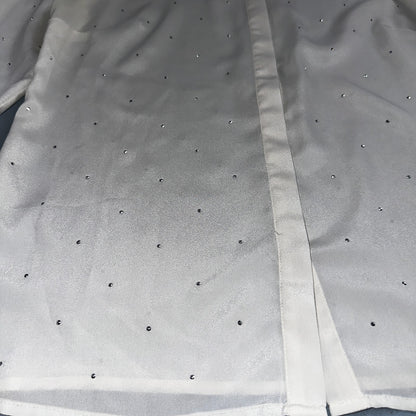 LIZ CLAIBORNE Womens Long Sleeve Button Front Blouse Shirt Studs Sz S Ivory