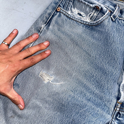 Levis 501 Vintage 90s Mexico Straight Leg Jeans Blue Light Wash 33x36 Act 31x31