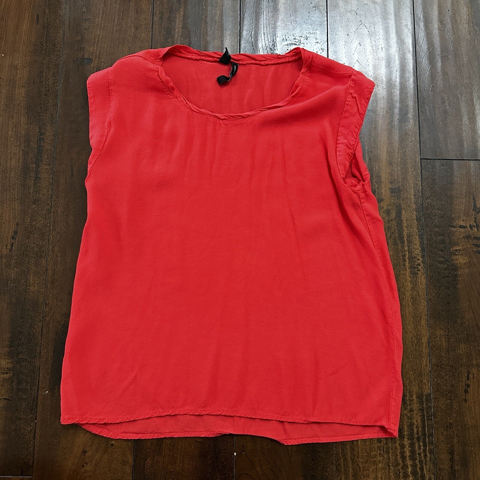 Mango MNG Shirt Womens Small Red Coral Sleeveless Simple T
