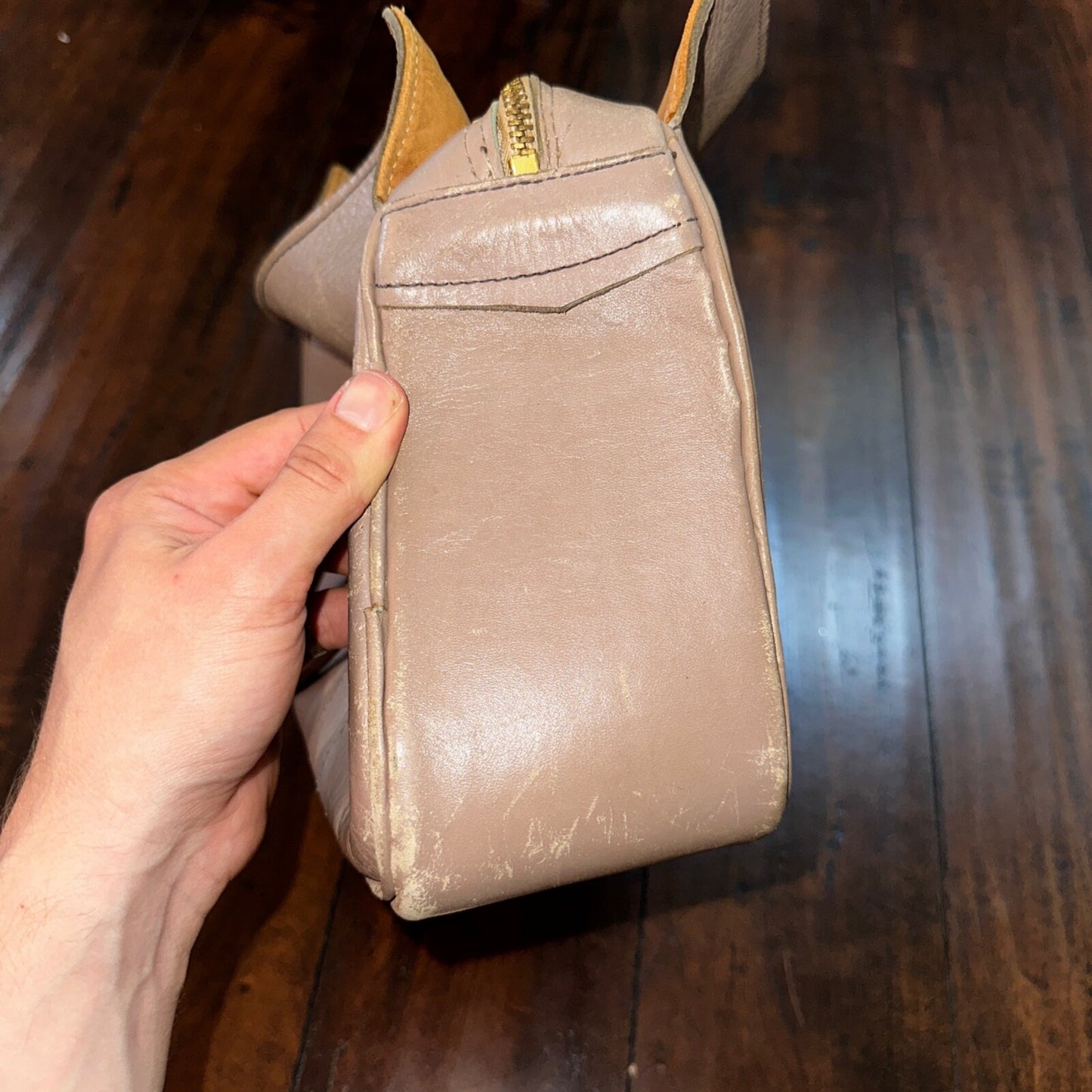 VTG 1950s Basic Hand Bag Purse Leather USA Talon Zip 50s 40s Rockabilly Cowboy