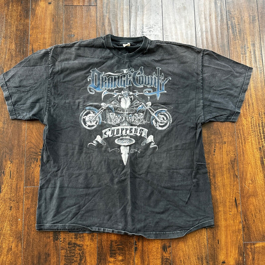 Motorcycle New York Chopper Vintage Style T Shirt 2XL Black Faded Harley Cool