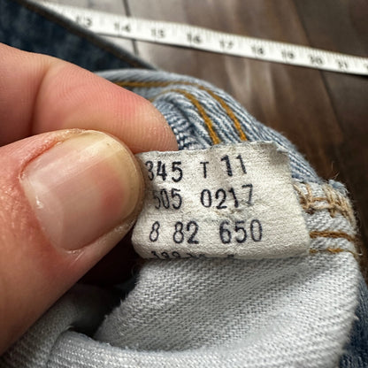 Vintage 80s Levis 505 36x36 USA Blue Jeans 501 Act 33x34 Light Wash