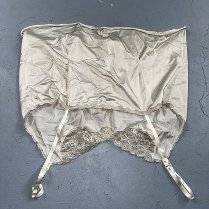 Vintage 1970s Lingerie Slip Dress Sleepwear Full Sweep Nightgown Lace 70s Crop