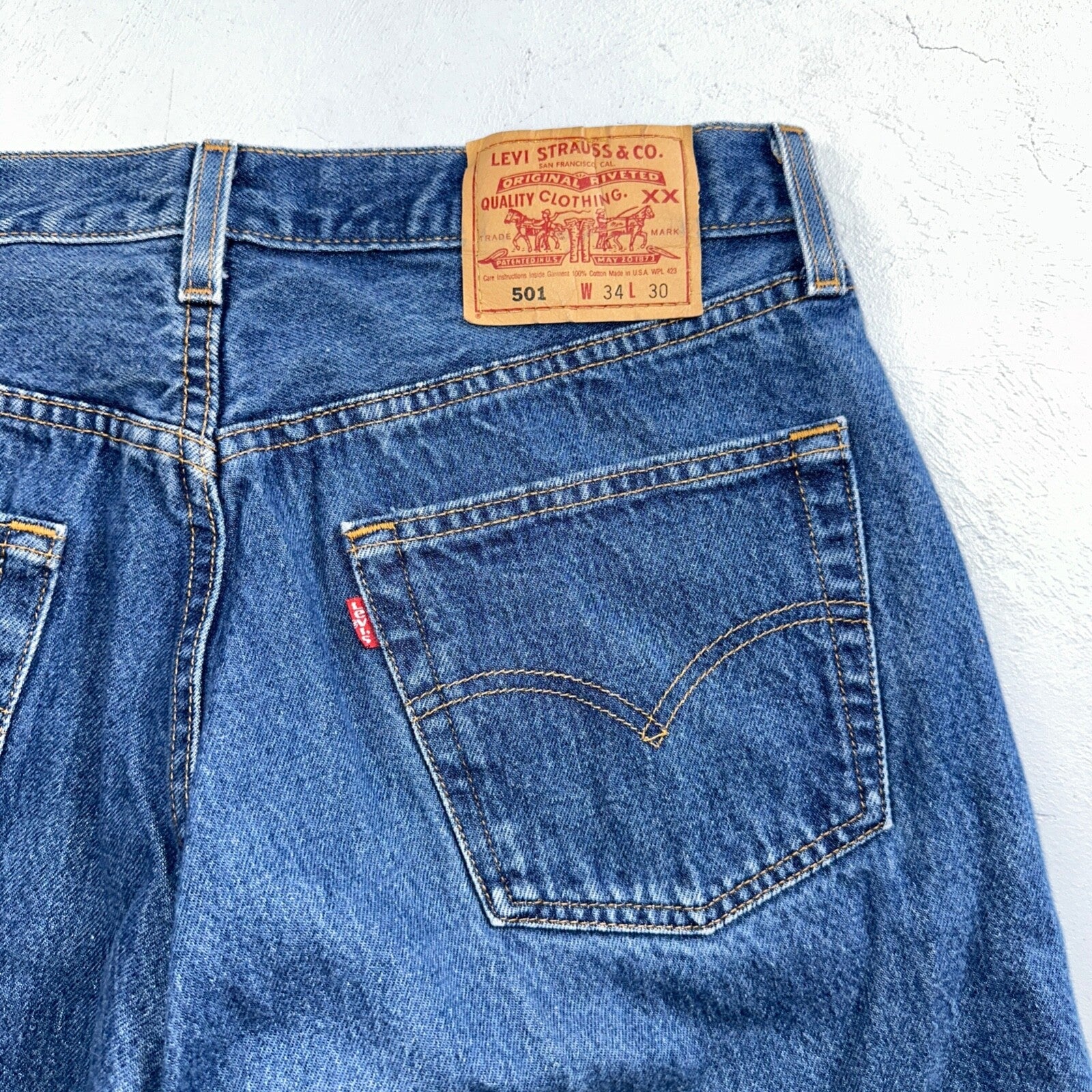 Levis 501 Vintage 90s USA XX Straight Leg Jeans Blue Med Wash 34x30 Act 32x27