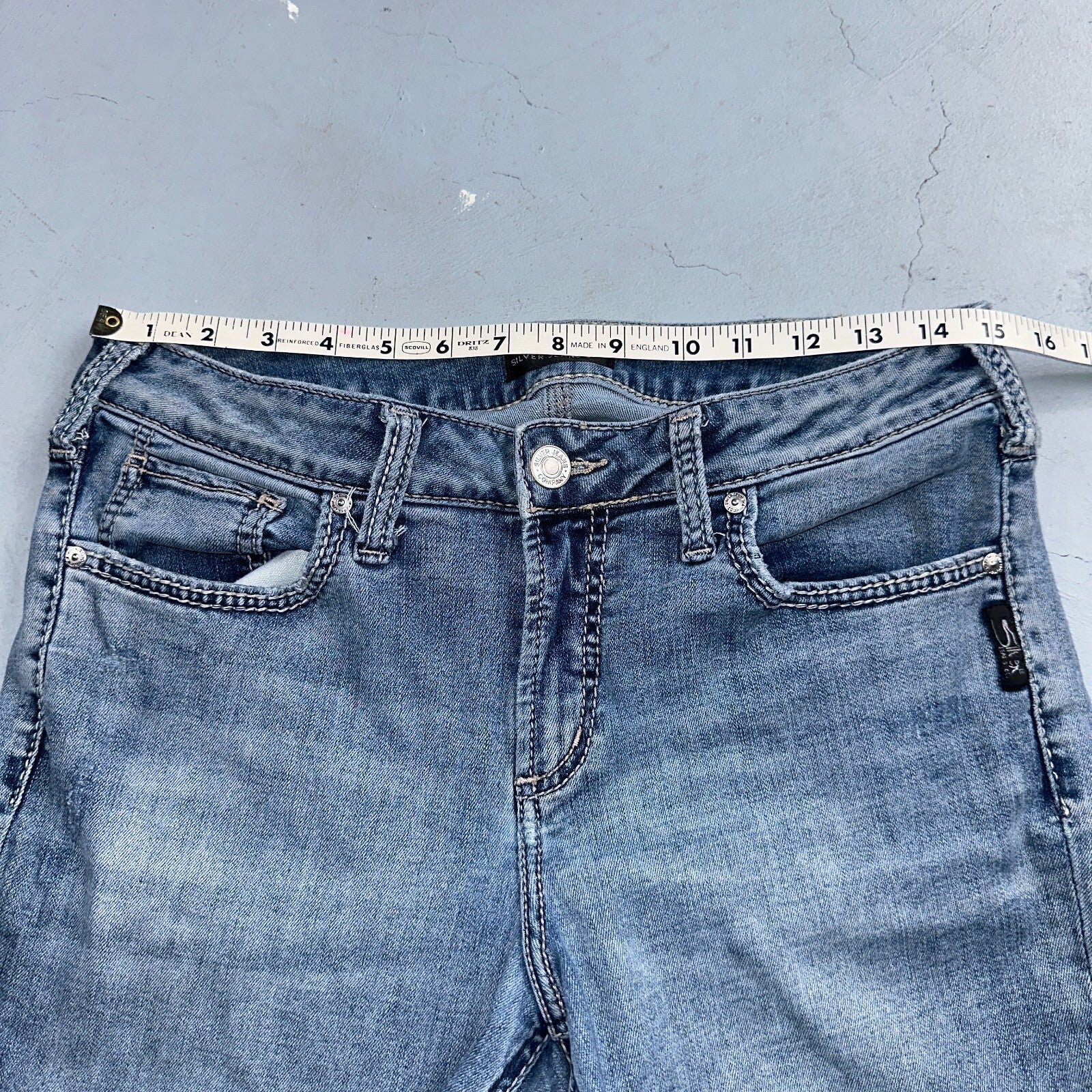 Silver Jeans Women Skinny Mid Rise Light Wash Denim Stretch Suki Pencil 32x29