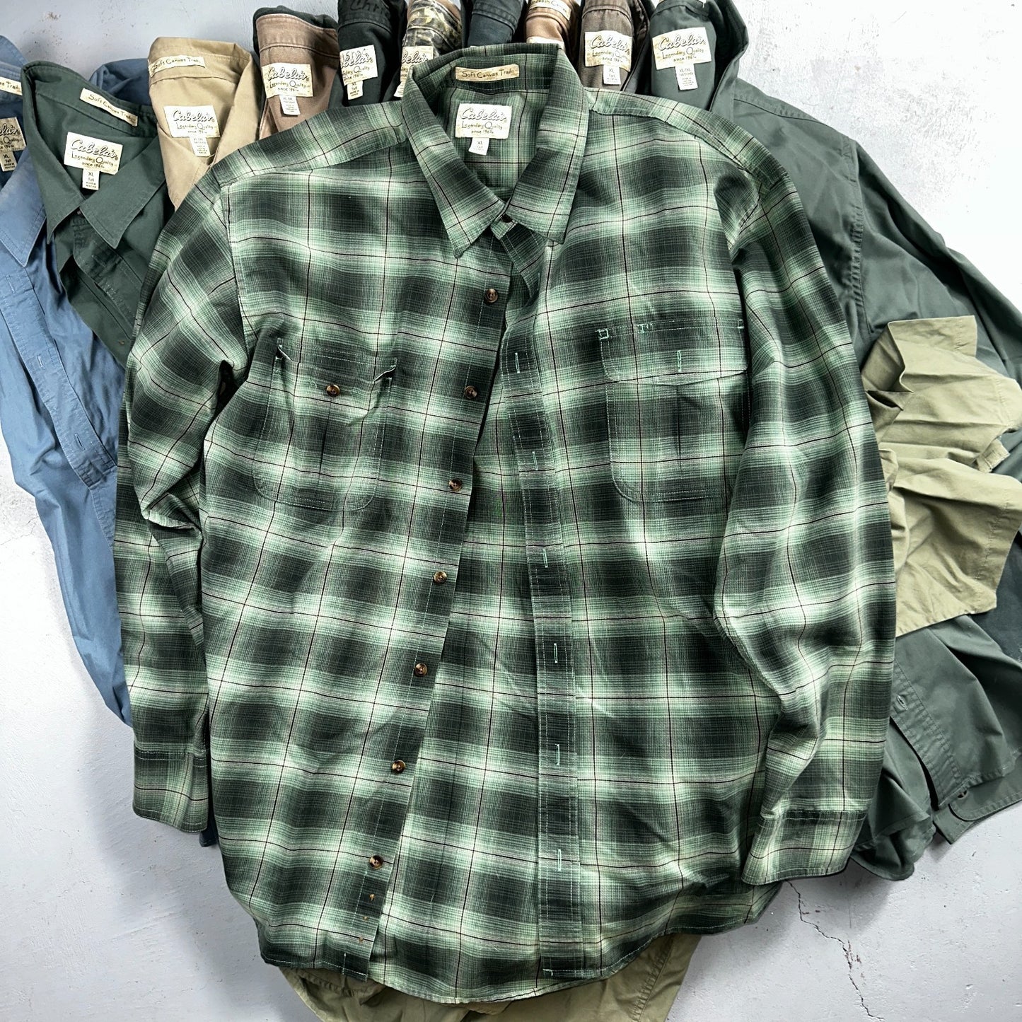 Cabela’s Legendary Quality Shirt Mens XL Tall Button Up Outdoors Lot 14 Safari