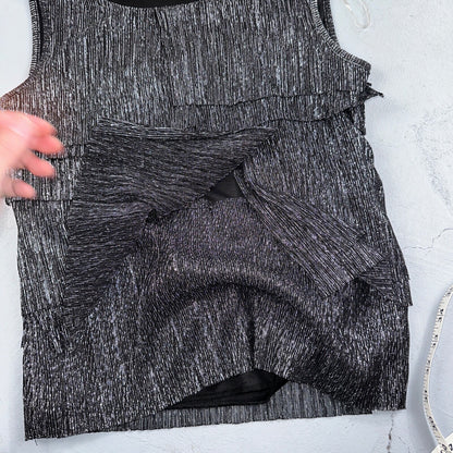 Collection Dressbarn Women's Dress Top 8 Lace Seqins - Black Sleeveless USA VTG