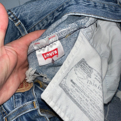Levis 501 Vintage Y2K XX Straight Leg Jeans Rips Blue Med Wash 33x36 Act 31x31