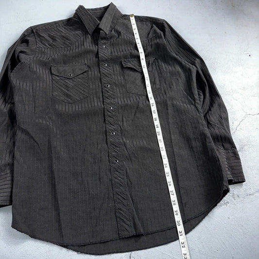 Vintage Wrangler Pearl Snap Shirt Men's Large Black Western 90s Cowboy