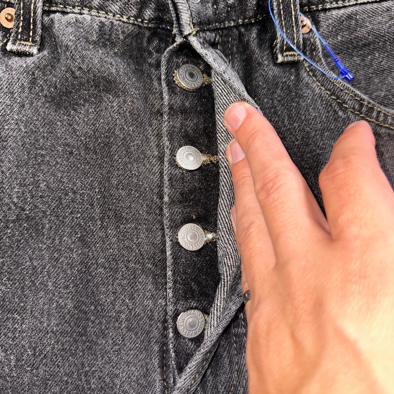 Levis 501 Vintage 90s USA XX Straight Leg Jeans Black Light Wash 33x30 Act 30x29