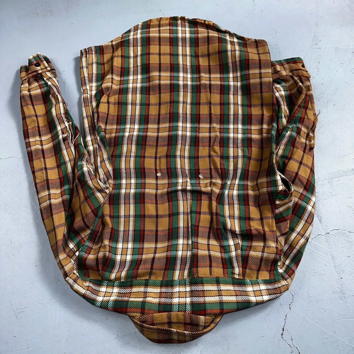 VTG Big Mac JC Penny Thick 100% Cotton Flannel Work Shirt M 70s Plaid Thrashed