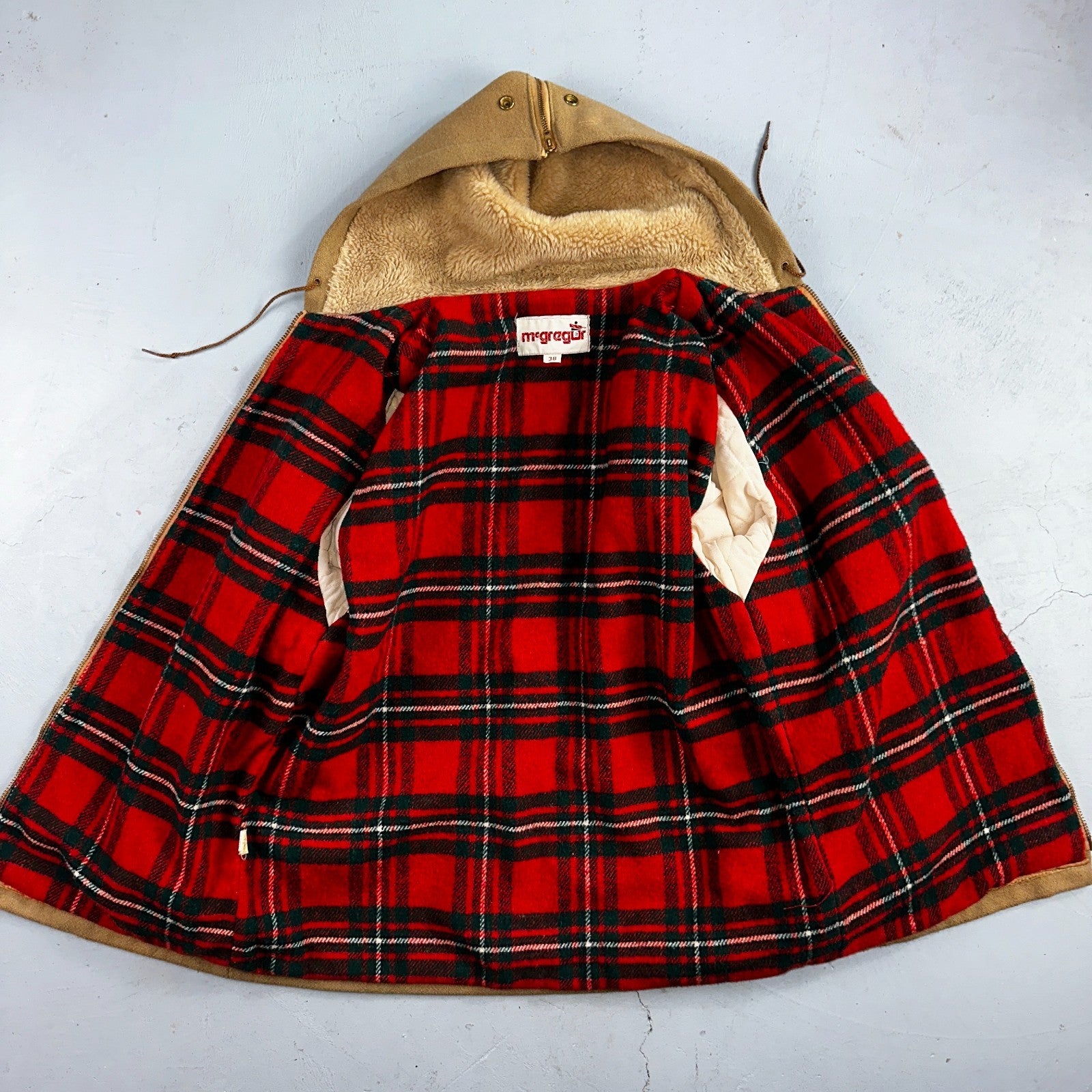 McGREGOR Sportswear VTG Sz 38 Wool Lined Hooded Field Ranch Jacket Coat 60s 70s