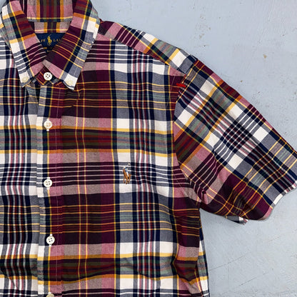 Polo Ralph Lauren Slim Fit Plaid Button Down Shirt Mens S Small Red Yellow