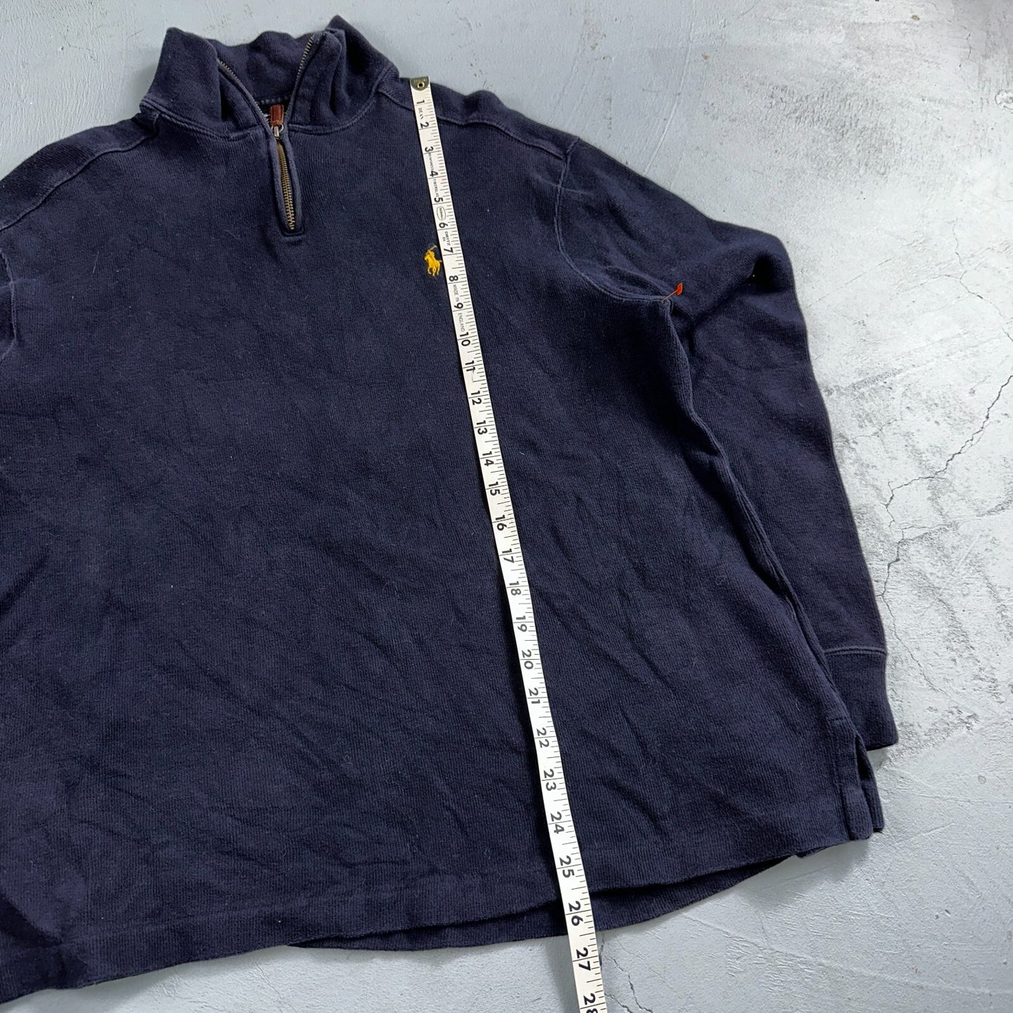 Polo Ralph Lauren Sweater VTG M Blue Cotton Long Sleeve Mock Neck Quarter Zip