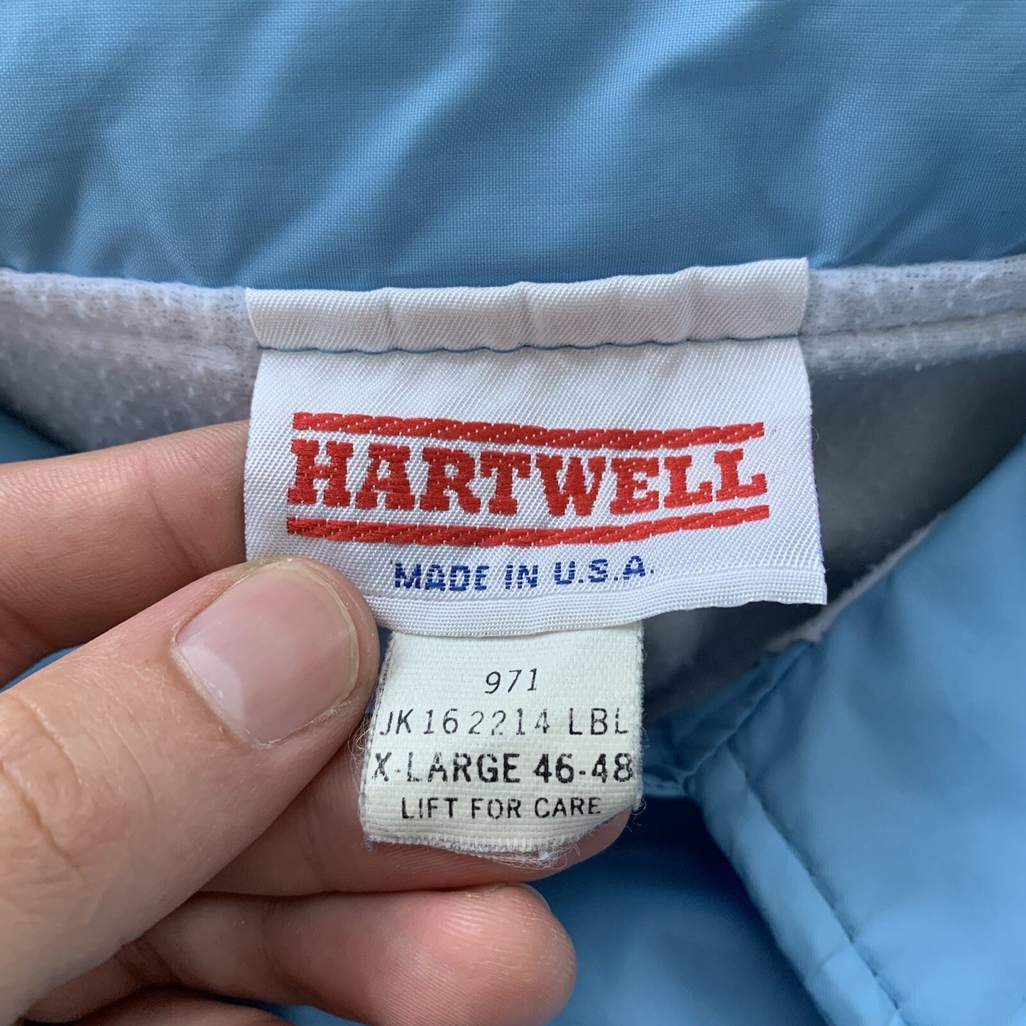 Vintage Oregon 80’s Hartwell Baby Blue Satin Jacket Lined USA Independence 1950