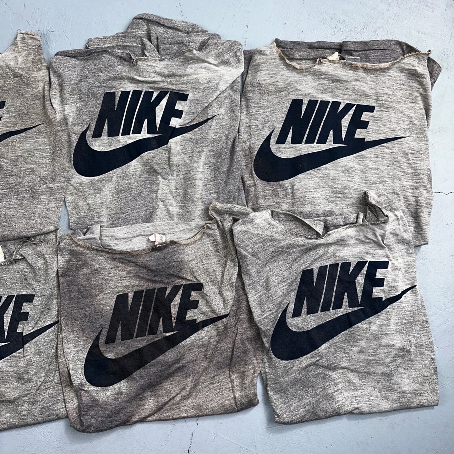 Nike 70s Lot of 8 VTG T Shirt Orange Tag Gray Swoosh Soft Chopped Front Team