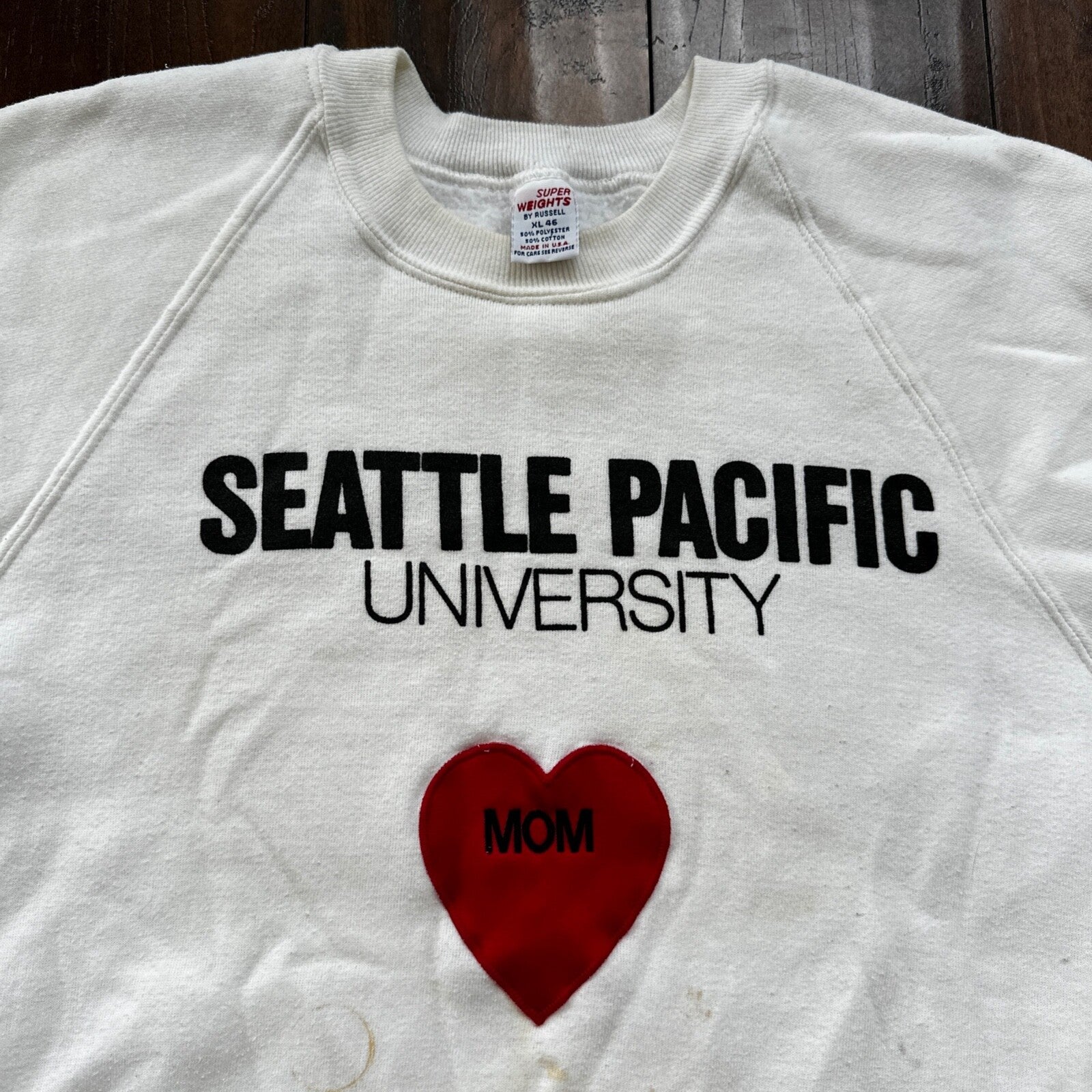 VTG SPU MOM 80s Russell Seattle Pacific University Pullover Sweatshirt Crewneck